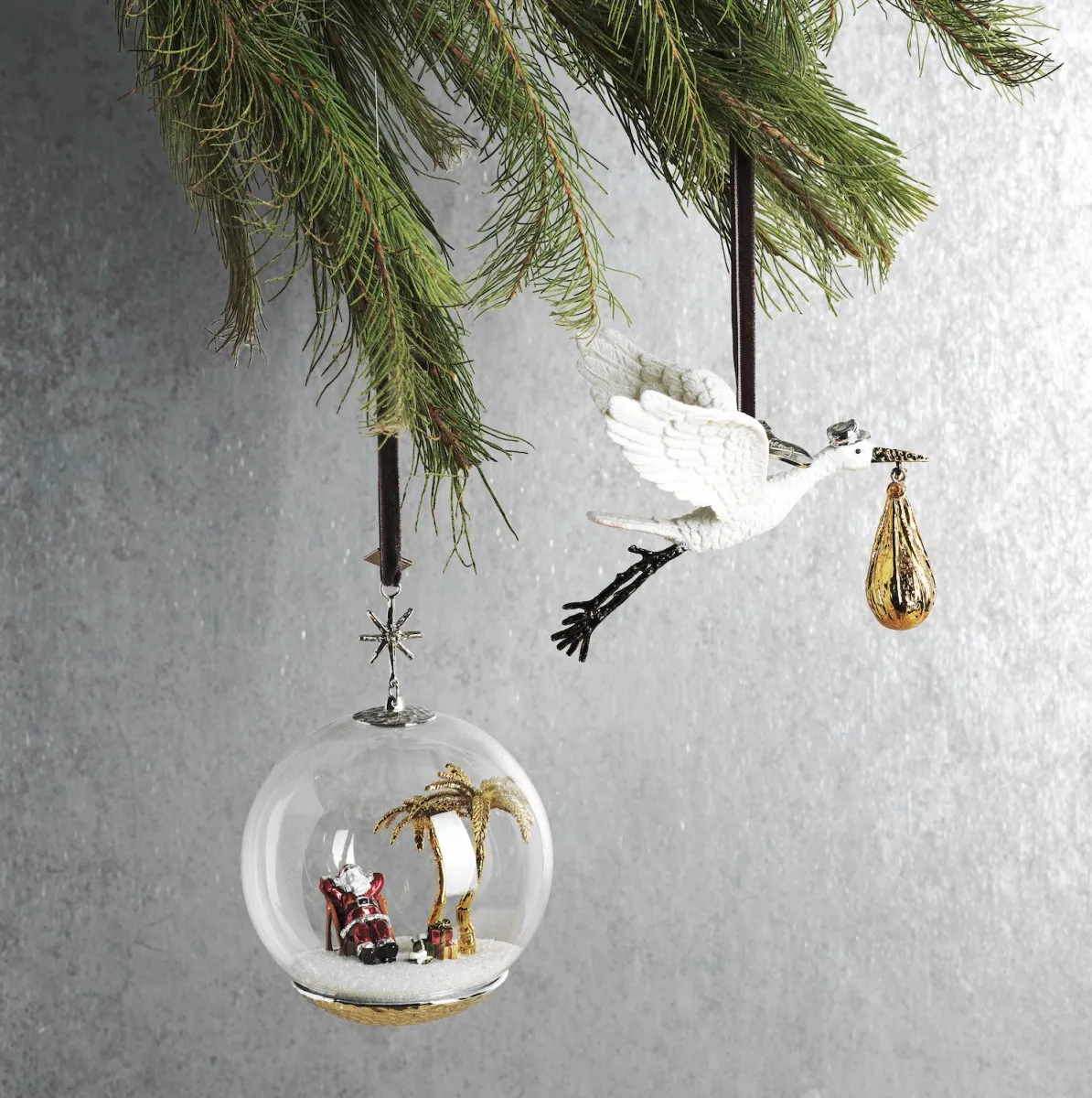 Island Santa Snow Globe Ornament