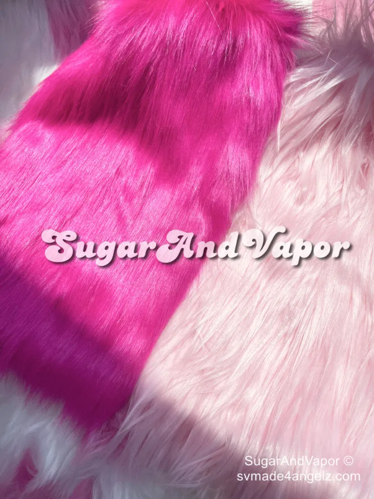 Layla Kawaii Pink Furry Leg Warmers