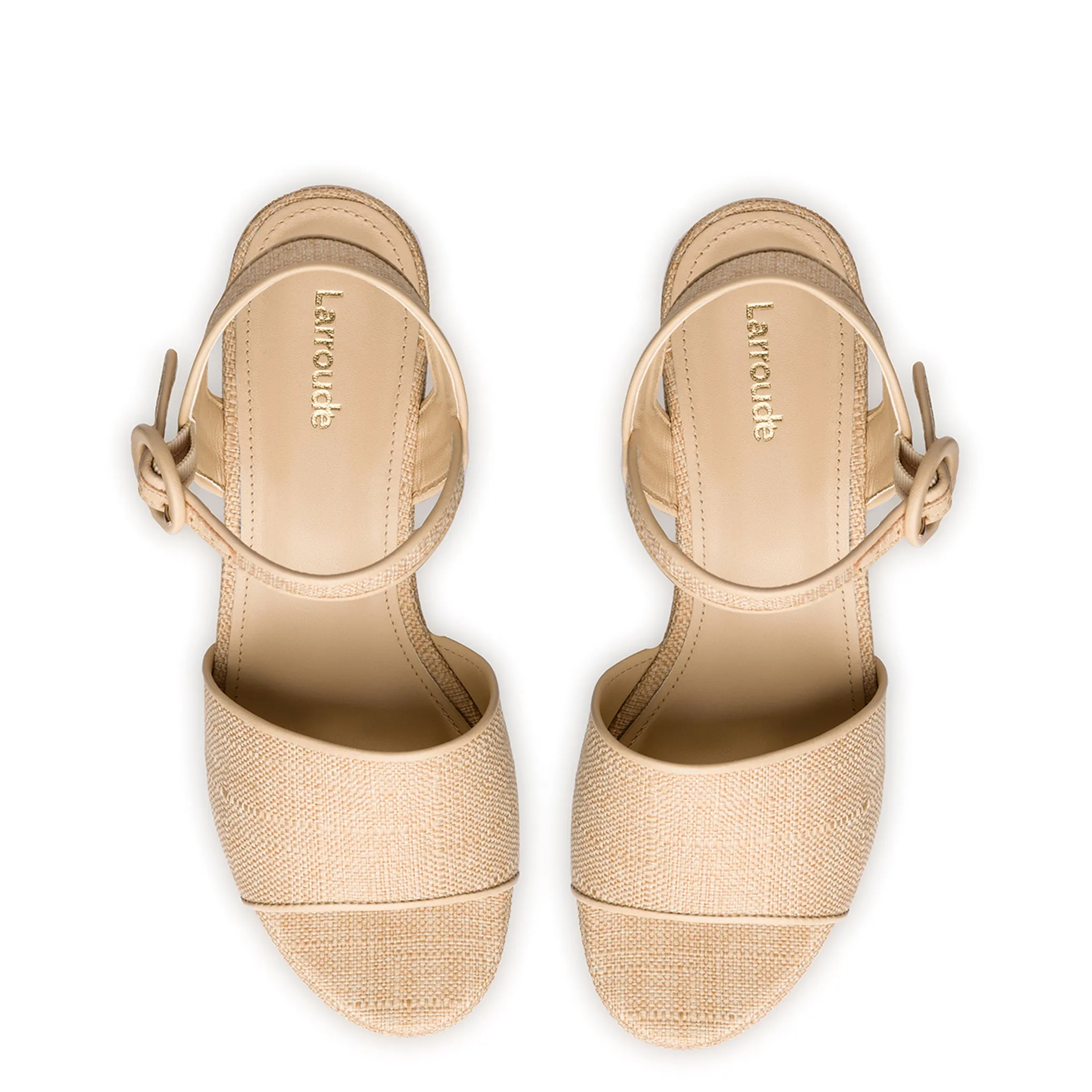 Miso Platform Strap Sandal In Beige Raffia