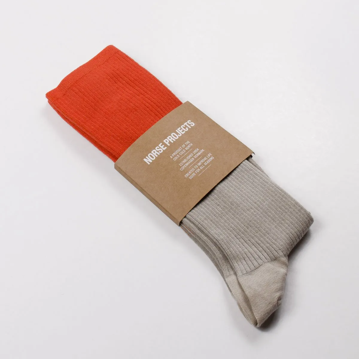 Norse Projects - Bjarki Colour Block Socks - Burned Red