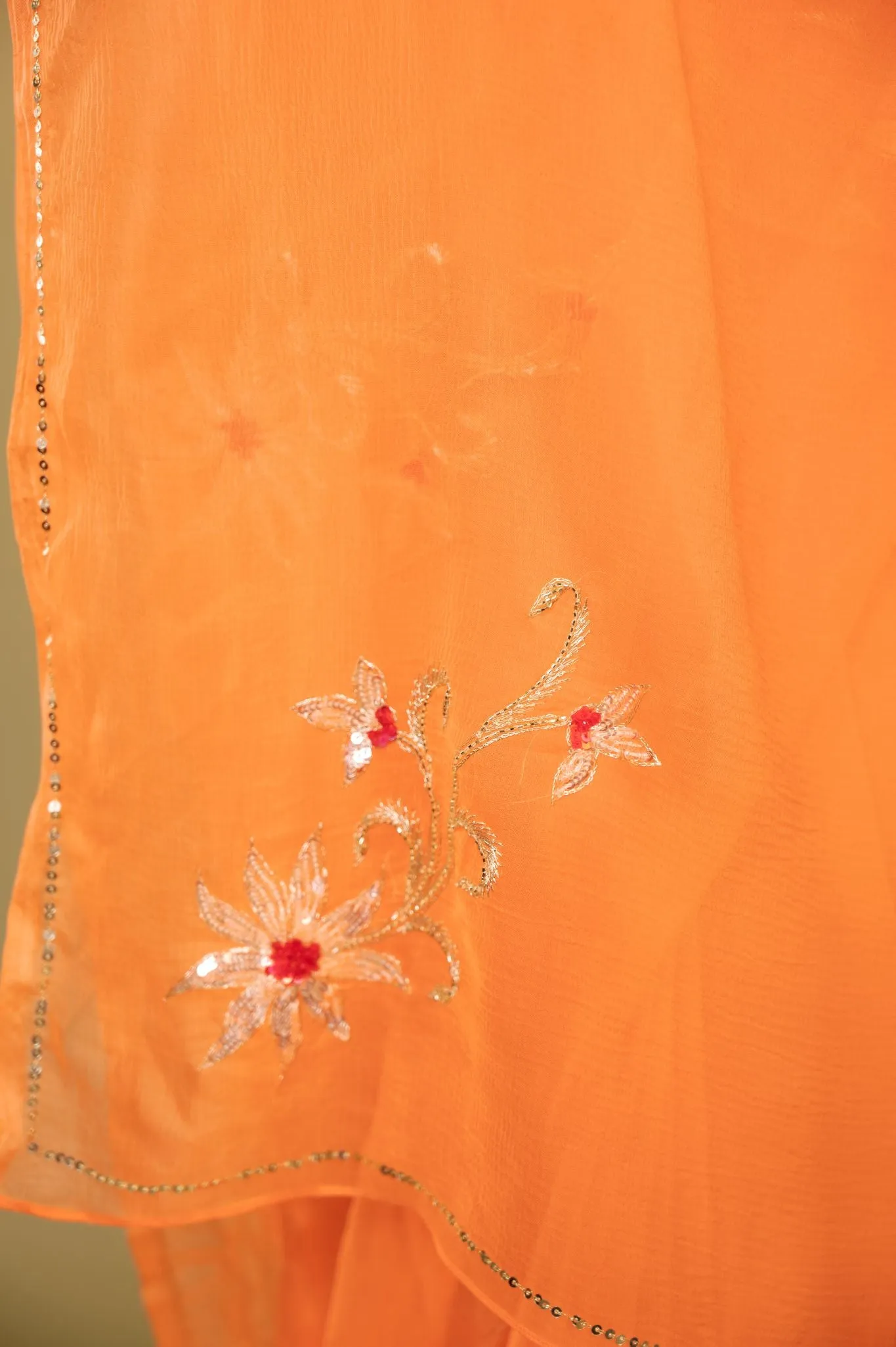 Peach Chiffon Saree