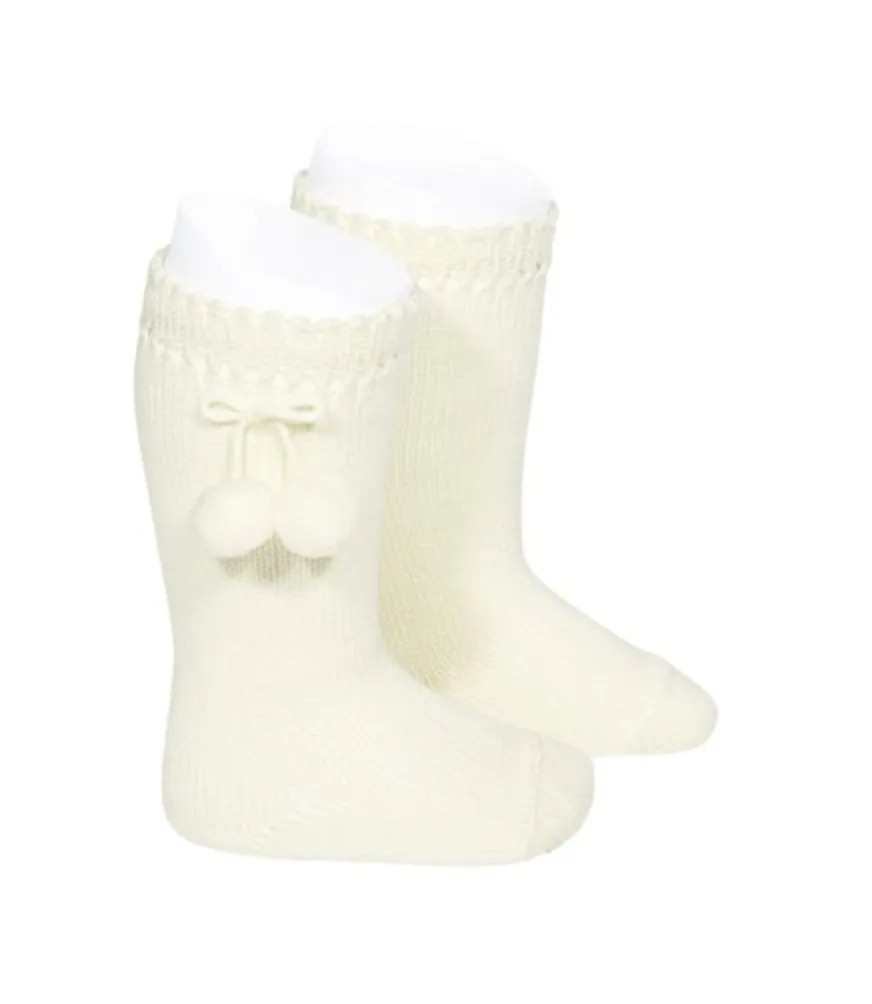 Perle Knee-High Socks with Pom Poms (more colors available)