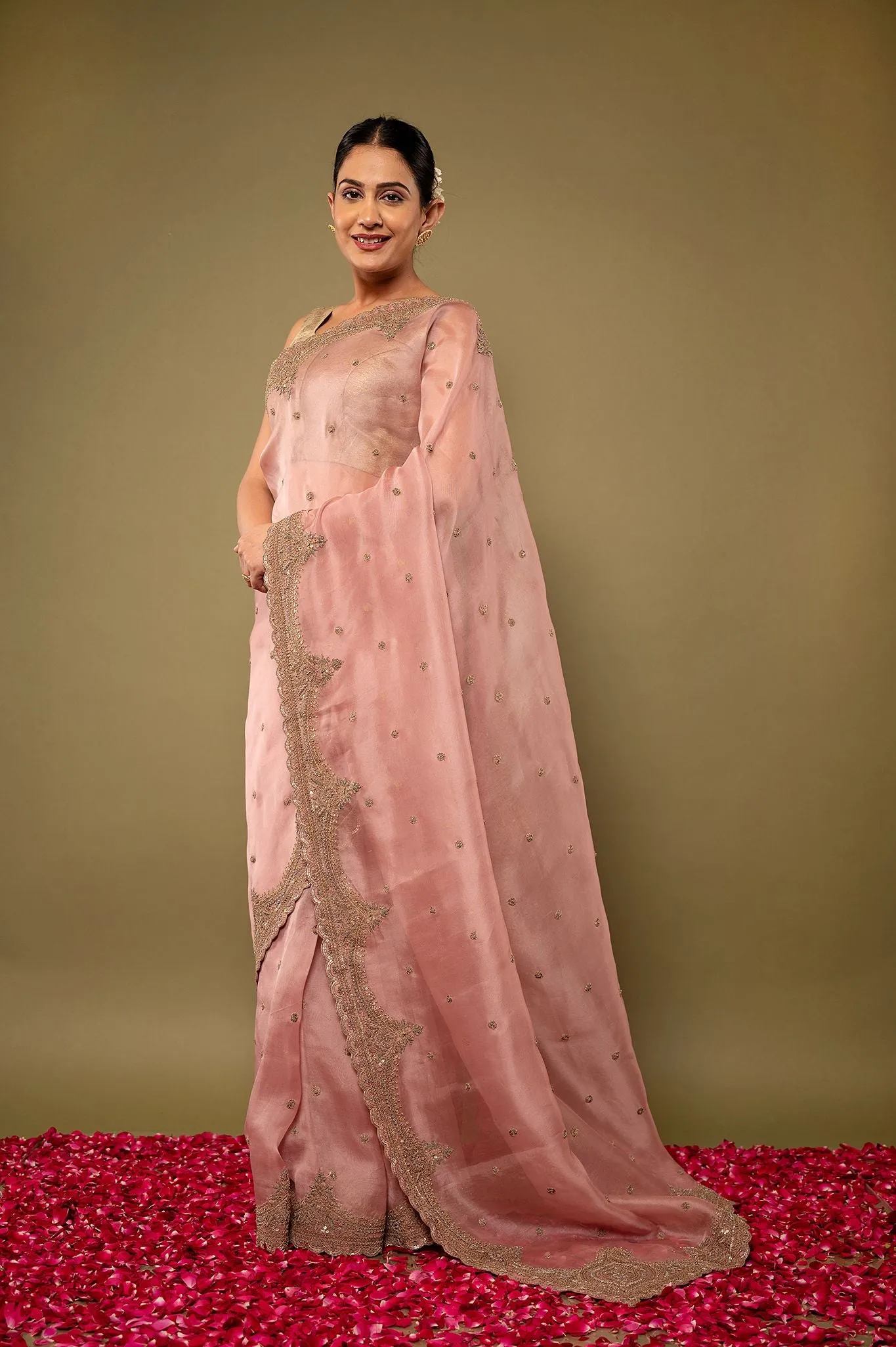 Pure  Organza Antique Work Saree