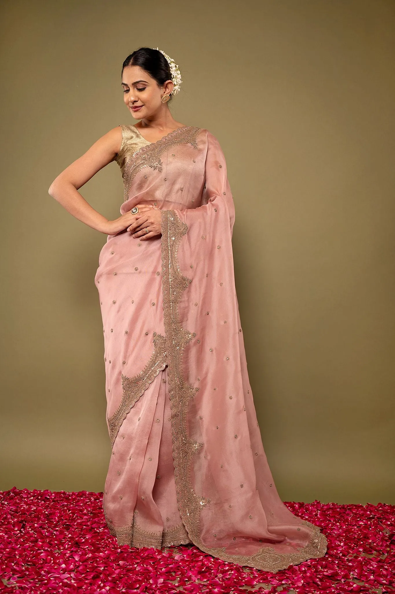 Pure  Organza Antique Work Saree