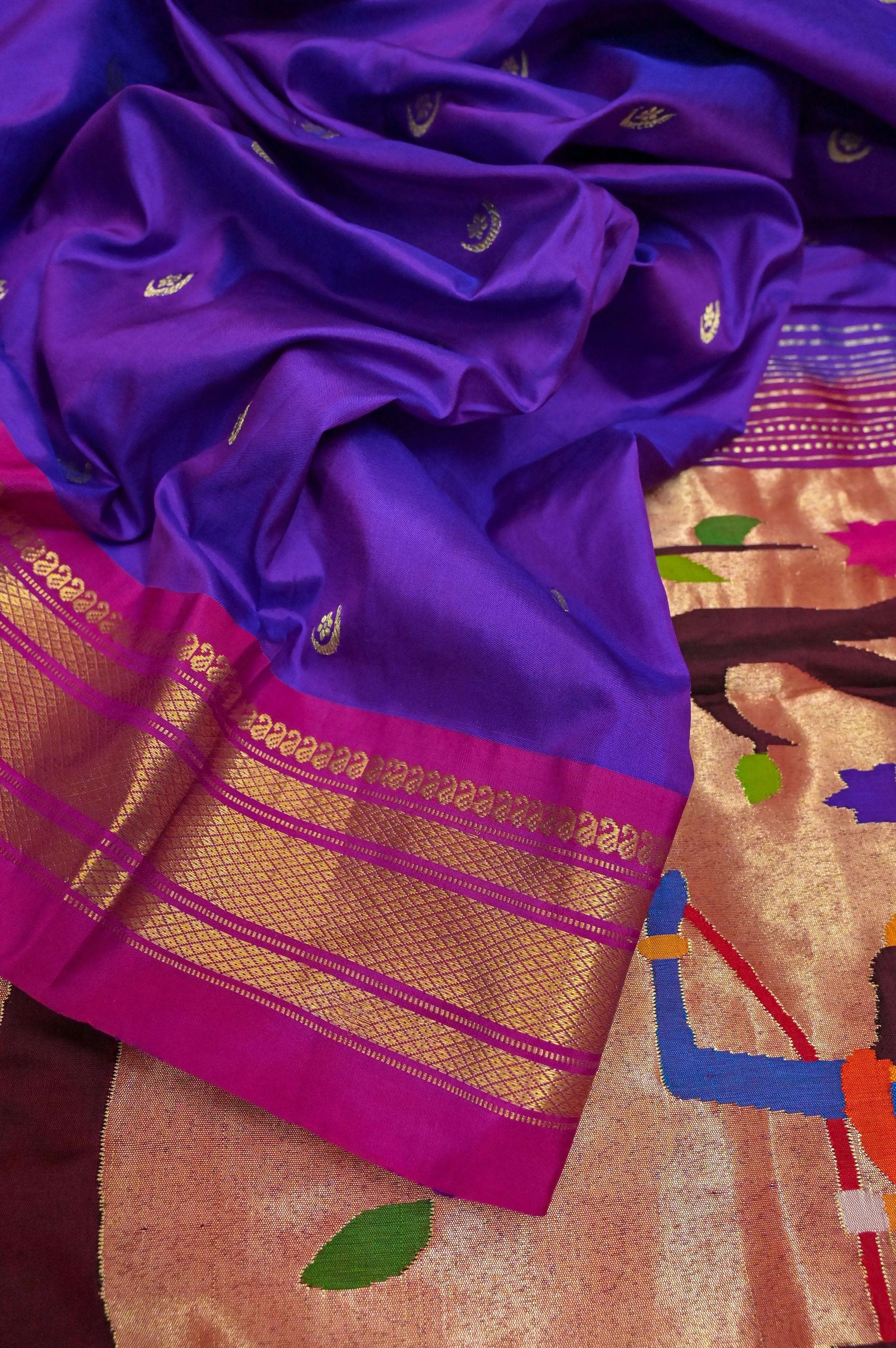 Purple Color Yeola Paithani Silk Saree with magenta Border