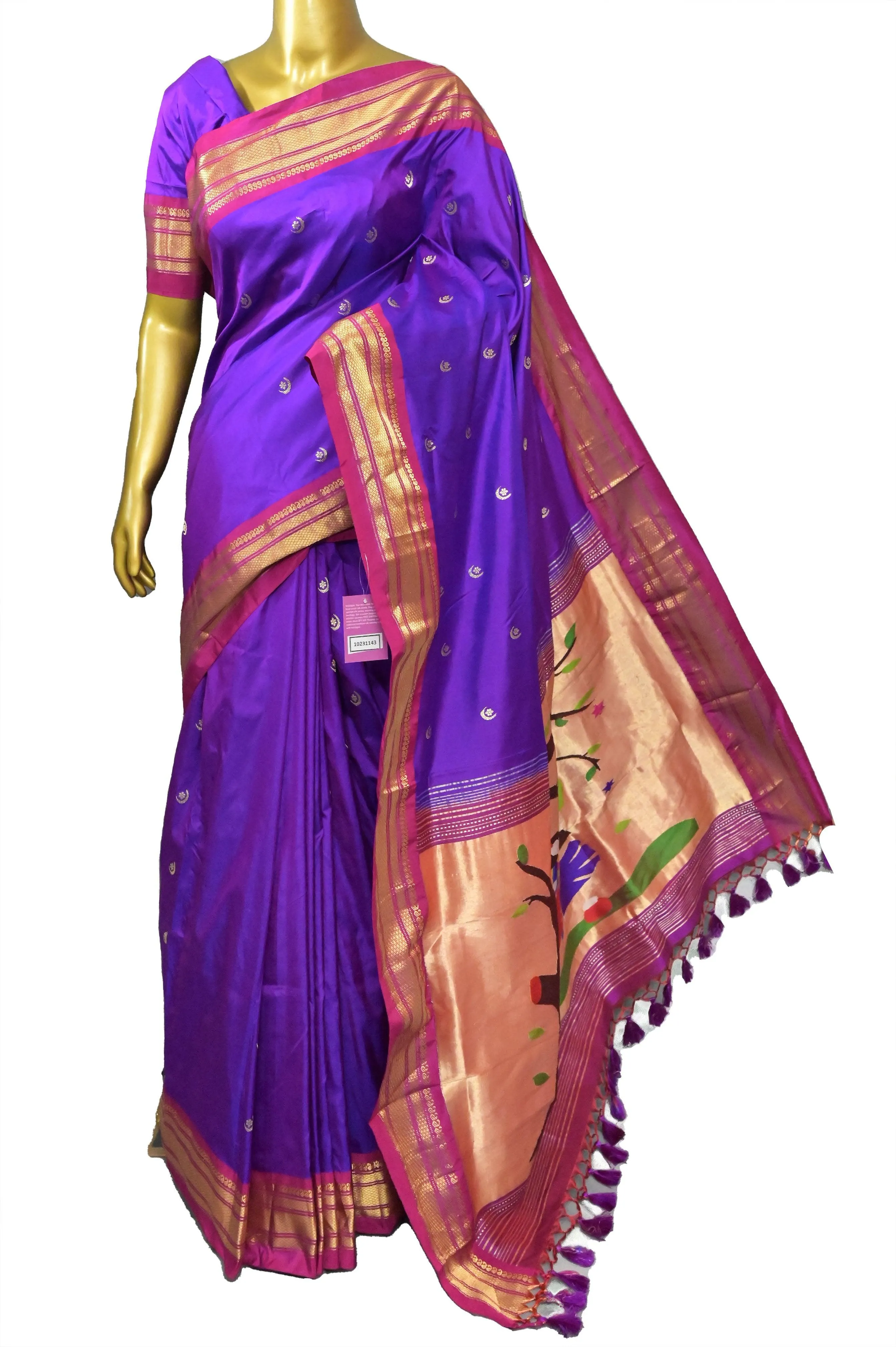 Purple Color Yeola Paithani Silk Saree with magenta Border