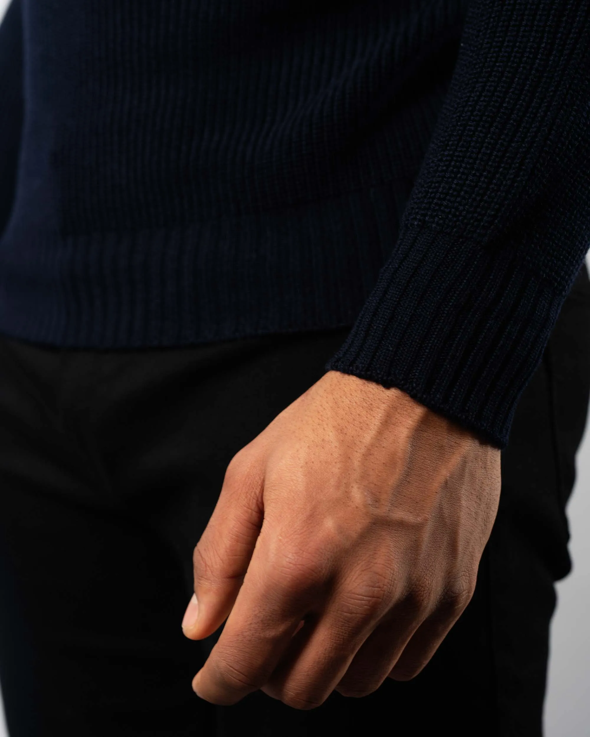 Rain Wool Ribbed Crewneck Sweater