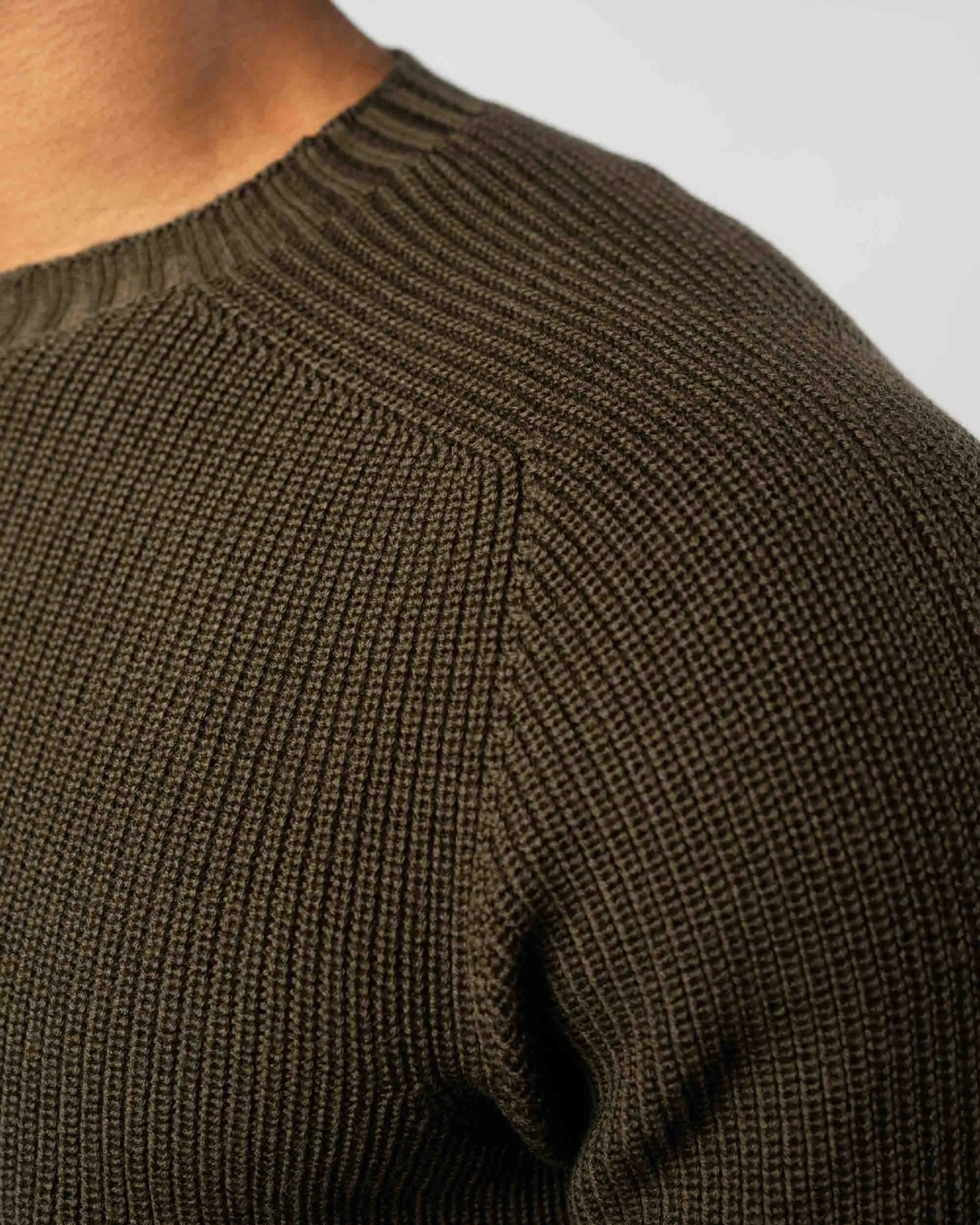 Rain Wool Ribbed Crewneck Sweater