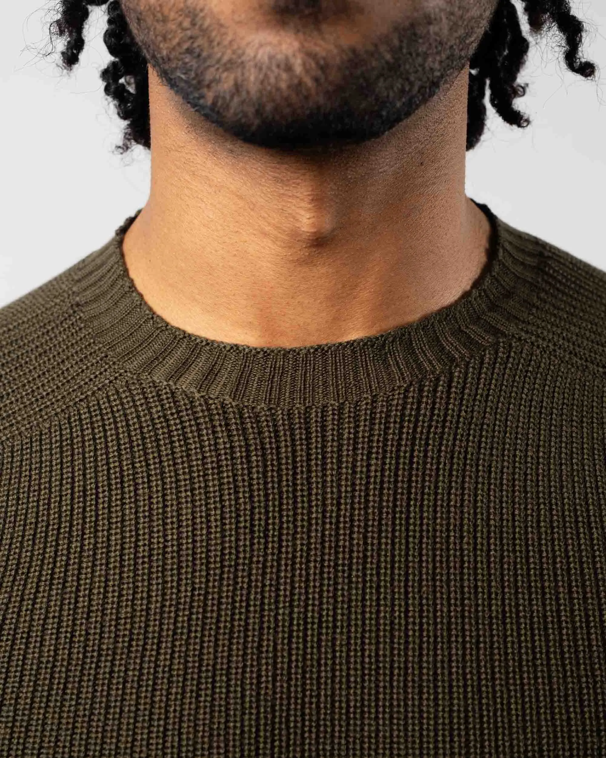 Rain Wool Ribbed Crewneck Sweater