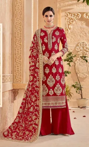 RED COLOR HEAVY DUPATTA PARTY WEAR DESIGNER DRESS