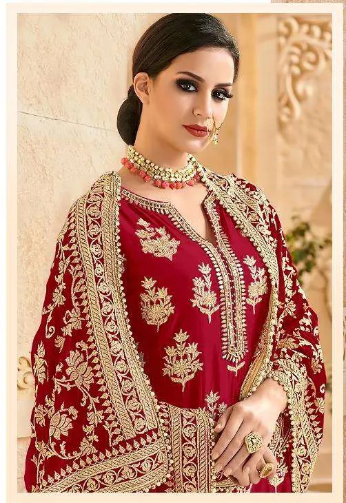 RED COLOR HEAVY DUPATTA PARTY WEAR DESIGNER DRESS