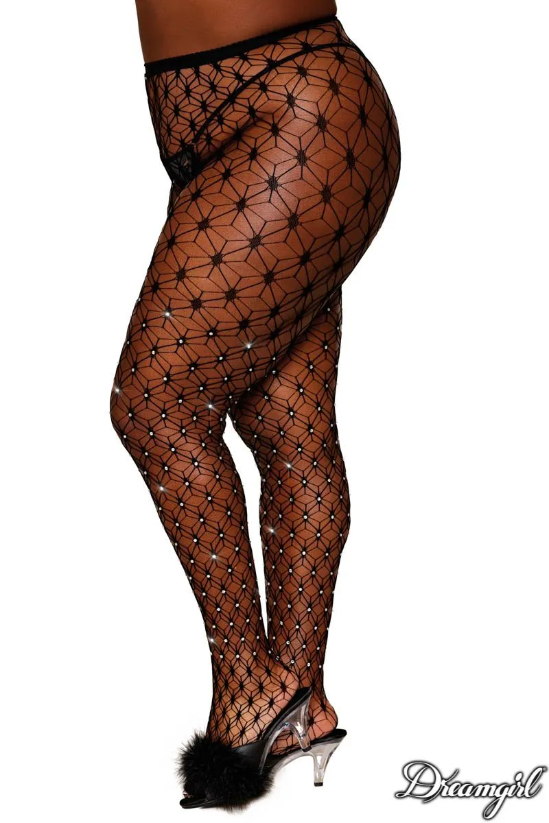 Rhinestone Fence Net Pantyhose