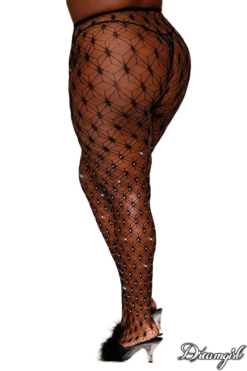 Rhinestone Fence Net Pantyhose