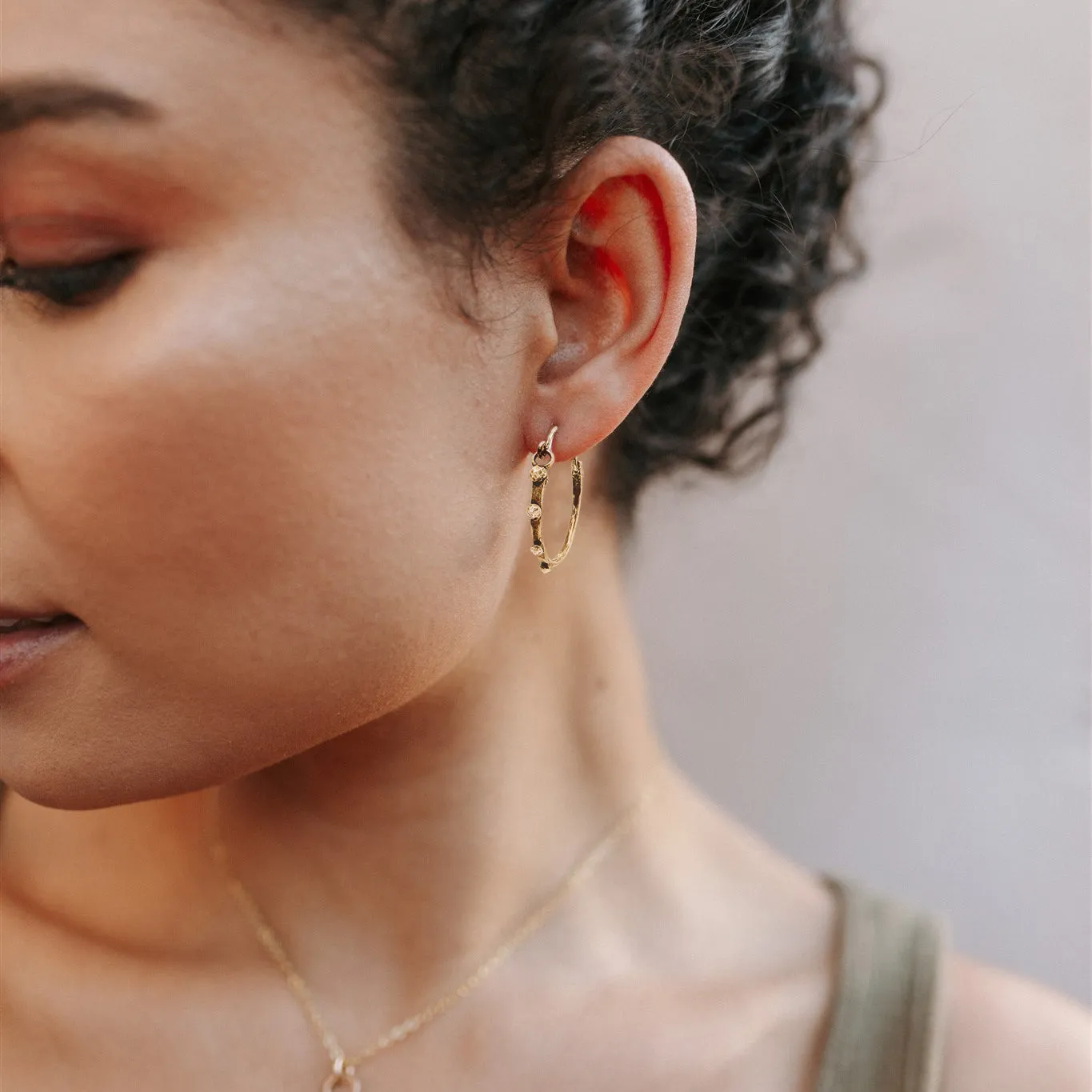 RIVETED Midi Hoops - Bronze