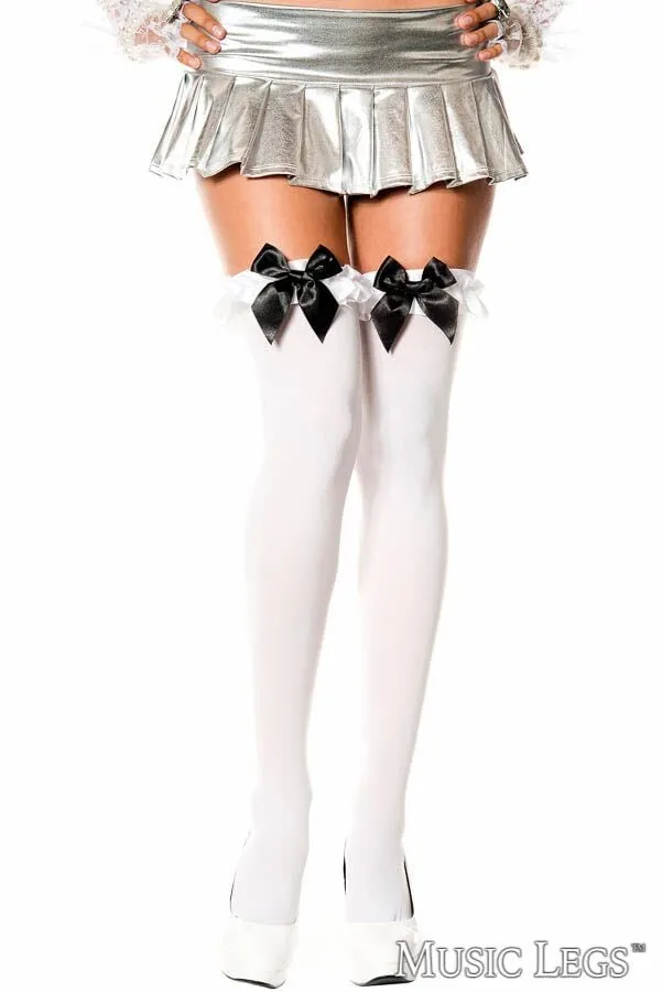 Ruffle Satin Bow Thigh Hi