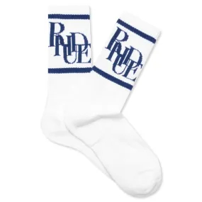 Scramble Logo Sock - White/Navy