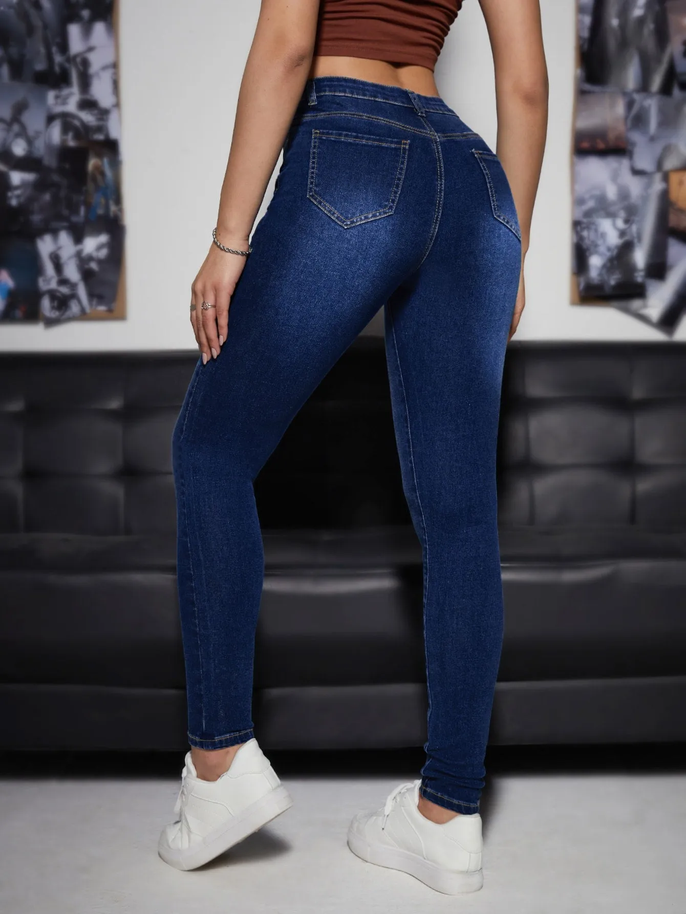 Slant Pocket Skinny Jeans