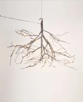 Spruce LED Branch Chandelier - Brown w/Snow