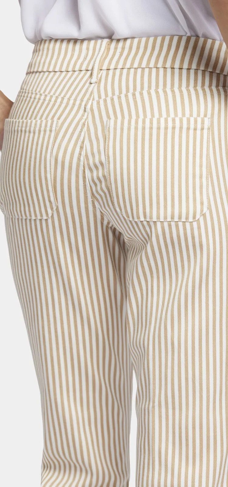 Straight Leg Ankle Trouser Beige Stretch Twill | Sunbird Stripe