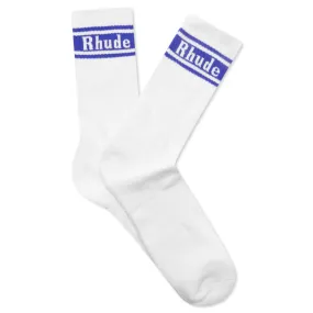 Stripe Logo Sock - White/Royal Blue