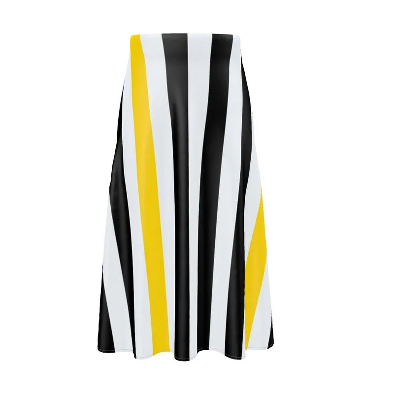 Swallowtail Striped Midi Skirt