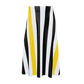 Swallowtail Striped Midi Skirt