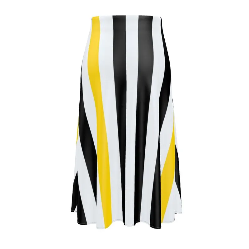 Swallowtail Striped Midi Skirt