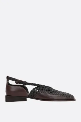 Talaia smooth and woven leather ballerinas