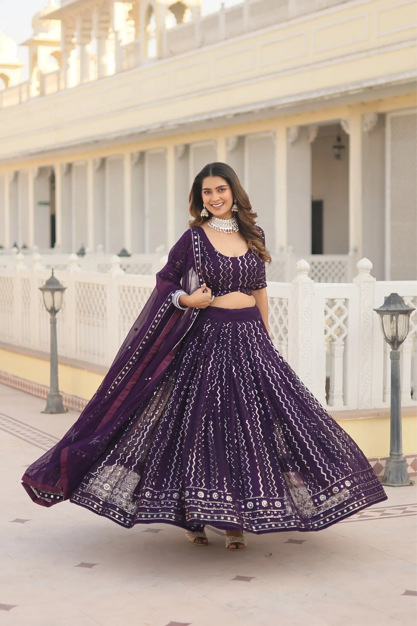 The Stunning Embroidered Work Lehenga Choli With Dupatta