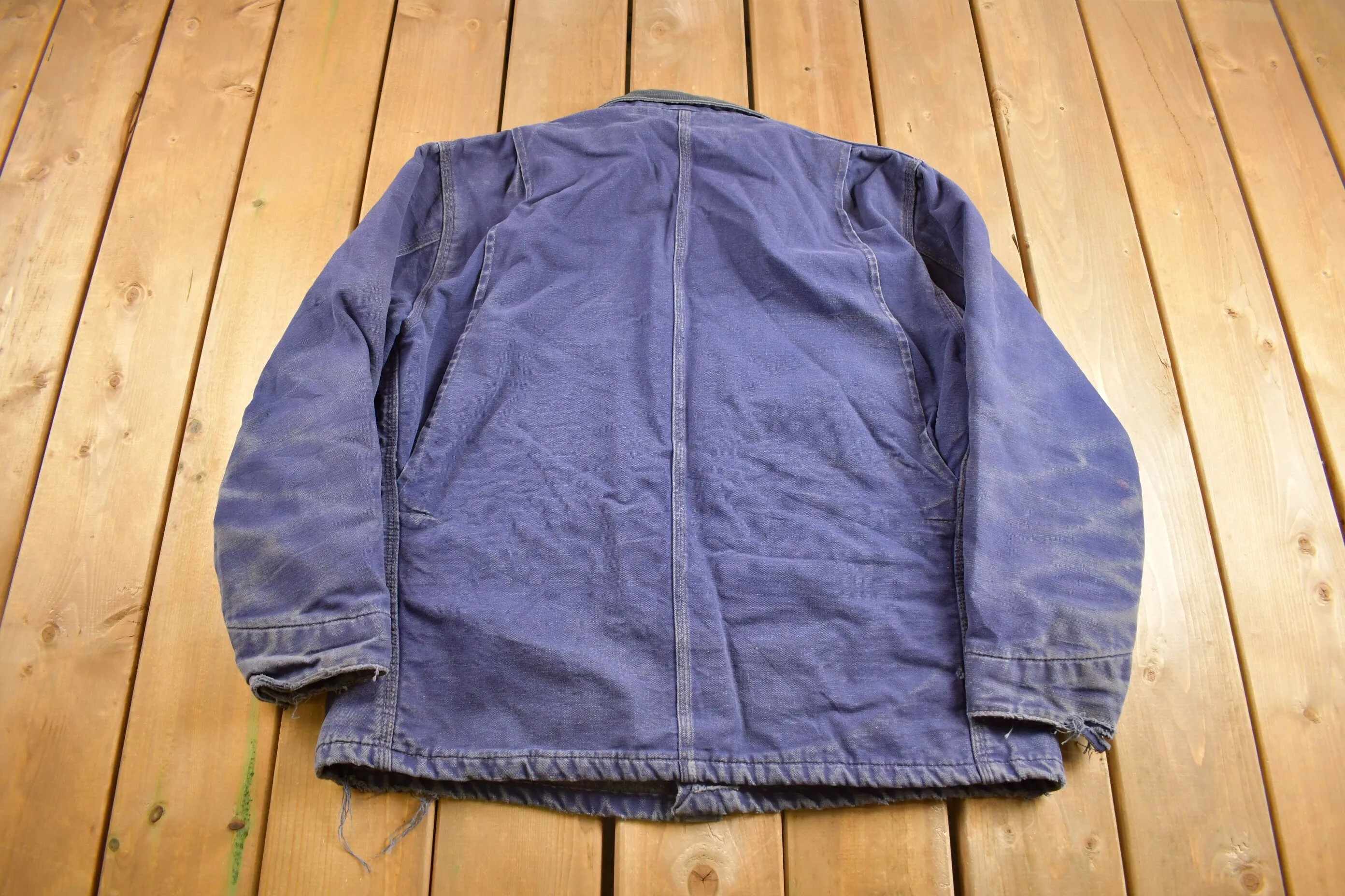 Vintage 1980s Carhartt Blanket Lined Chore Coat / Workwear / Streetwear / Union Made In USA / Button Up / Naturally Distressed Carhartt