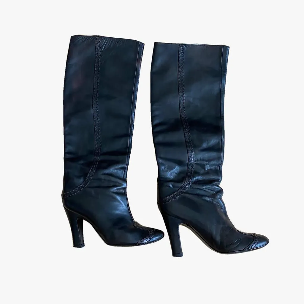 Vintage BOTTEGA VENETA Black Knee-High Boots | Size US 7