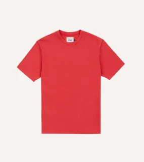 Washed Red Cotton Crew Neck Hiking T-Shirt