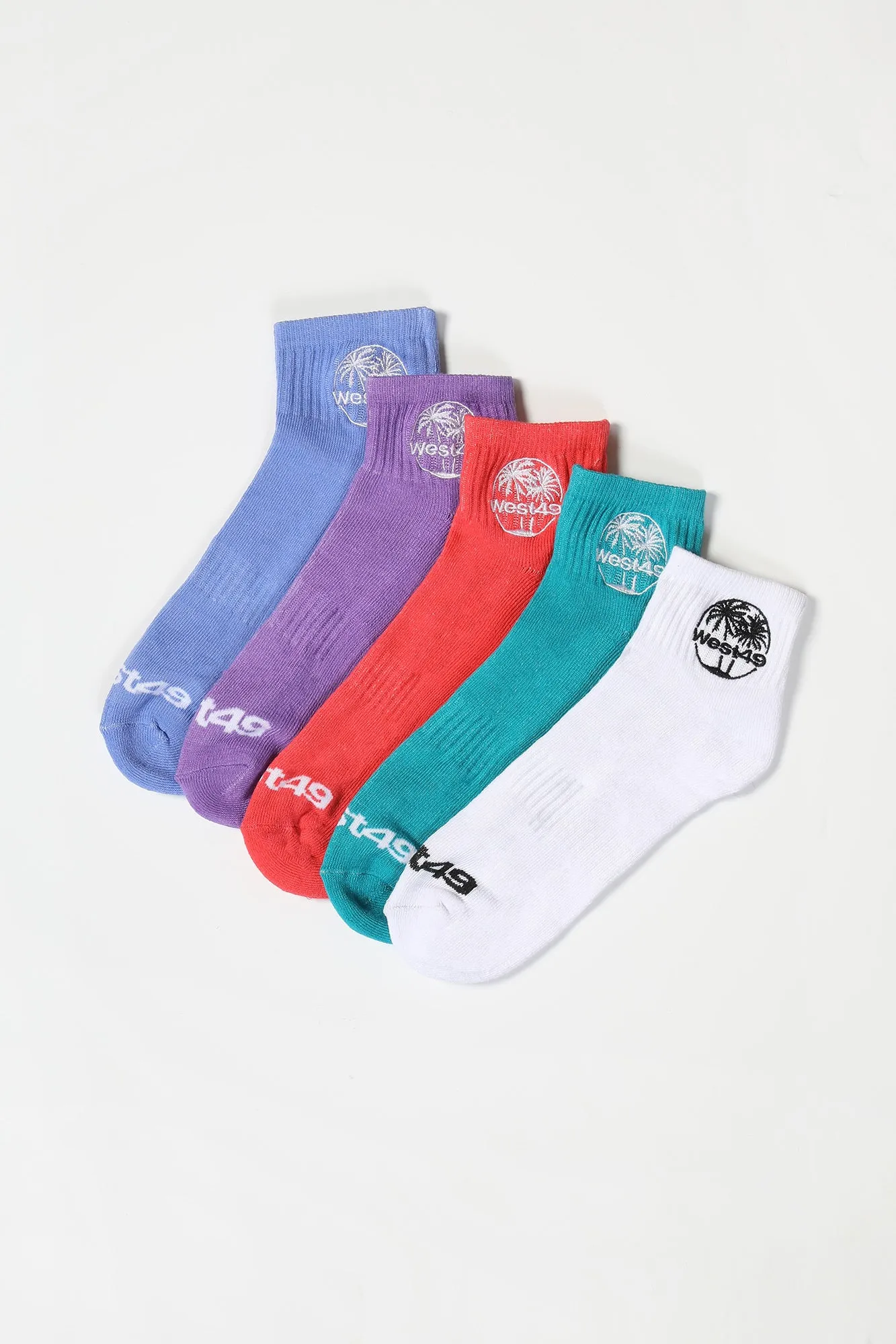 West49 Mens 5-Pack Tropical Logo Ankle Socks